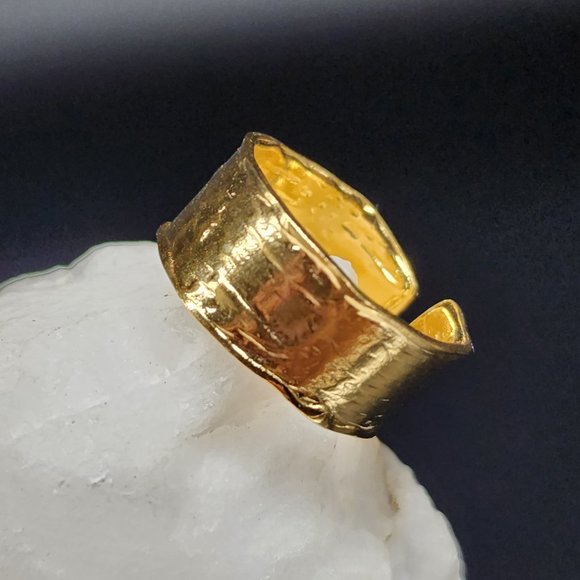 Contemporary Design Adjustable Band Artisan GG Ring 14k Gold plated - Picture 2 of 10